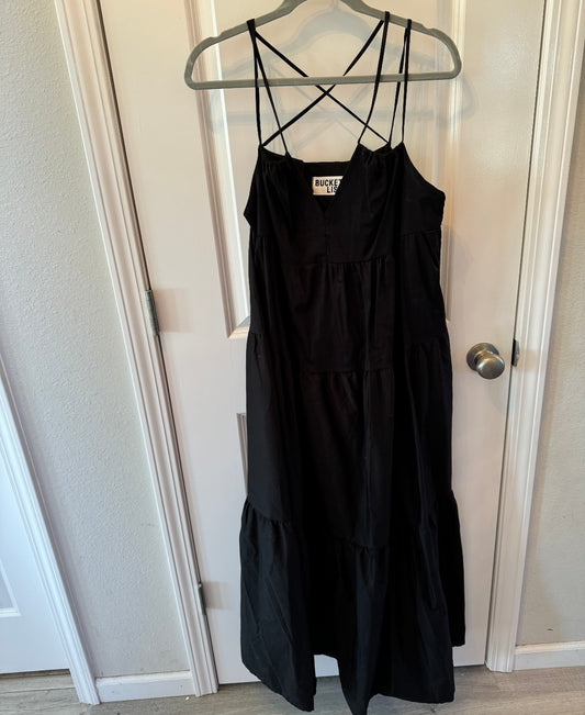 Bucket List Strappy Tiered Dress Women’s Size Large Black