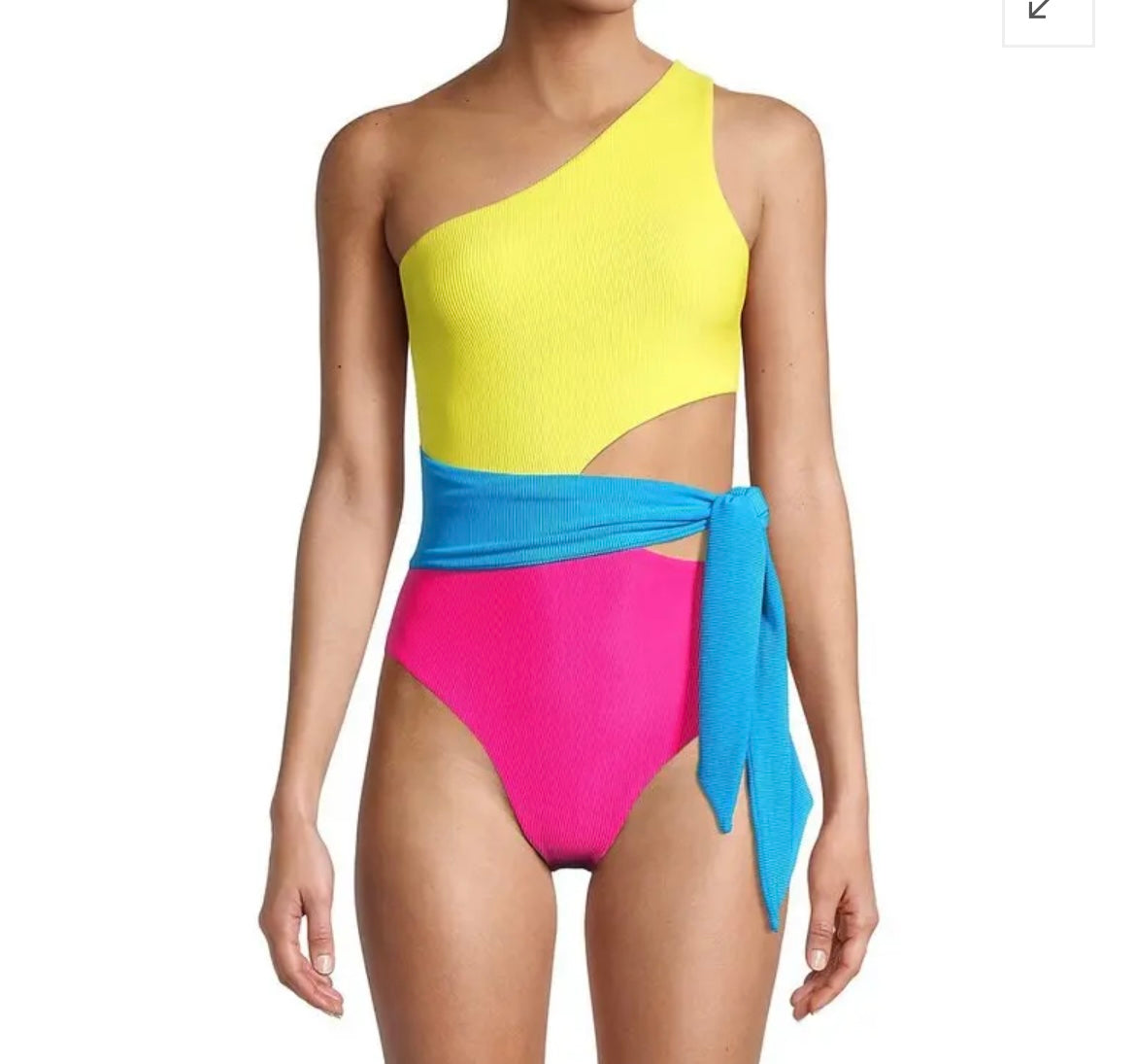 Beach Riot Carlie Colorblocked One Piece Swimsuit Women’s Size Large Retro Brights