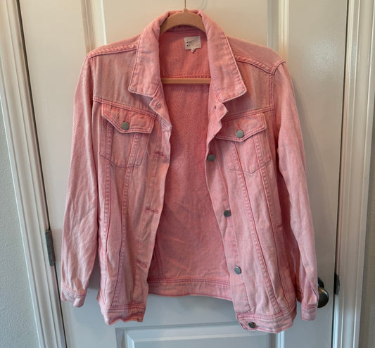 Lightweight Jean Denim Shacket Women’s Size Medium Pink