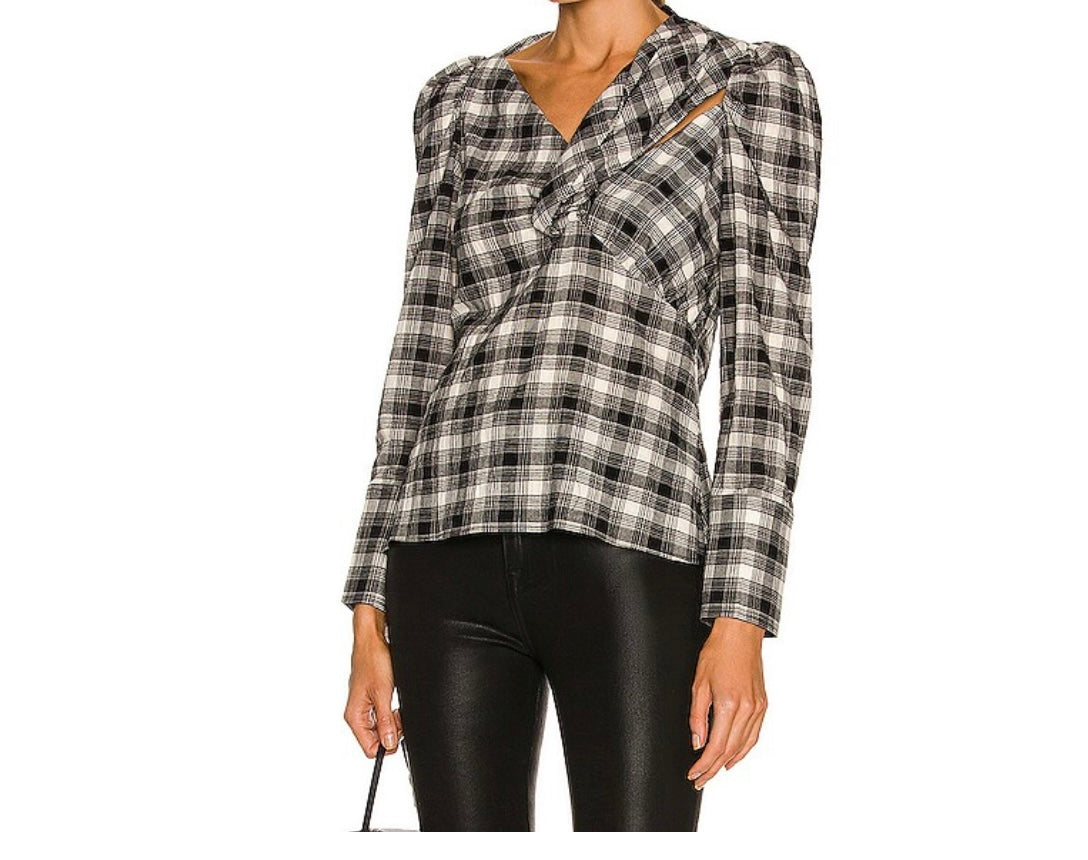 Jonathan Simkhai Rory Shirt Women’s Size Medium Black Plaid