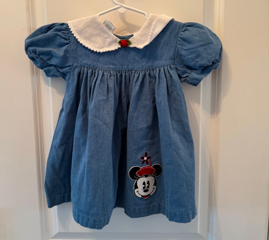 Vintage Disney Denim Dress Toddler Girl Size 3T