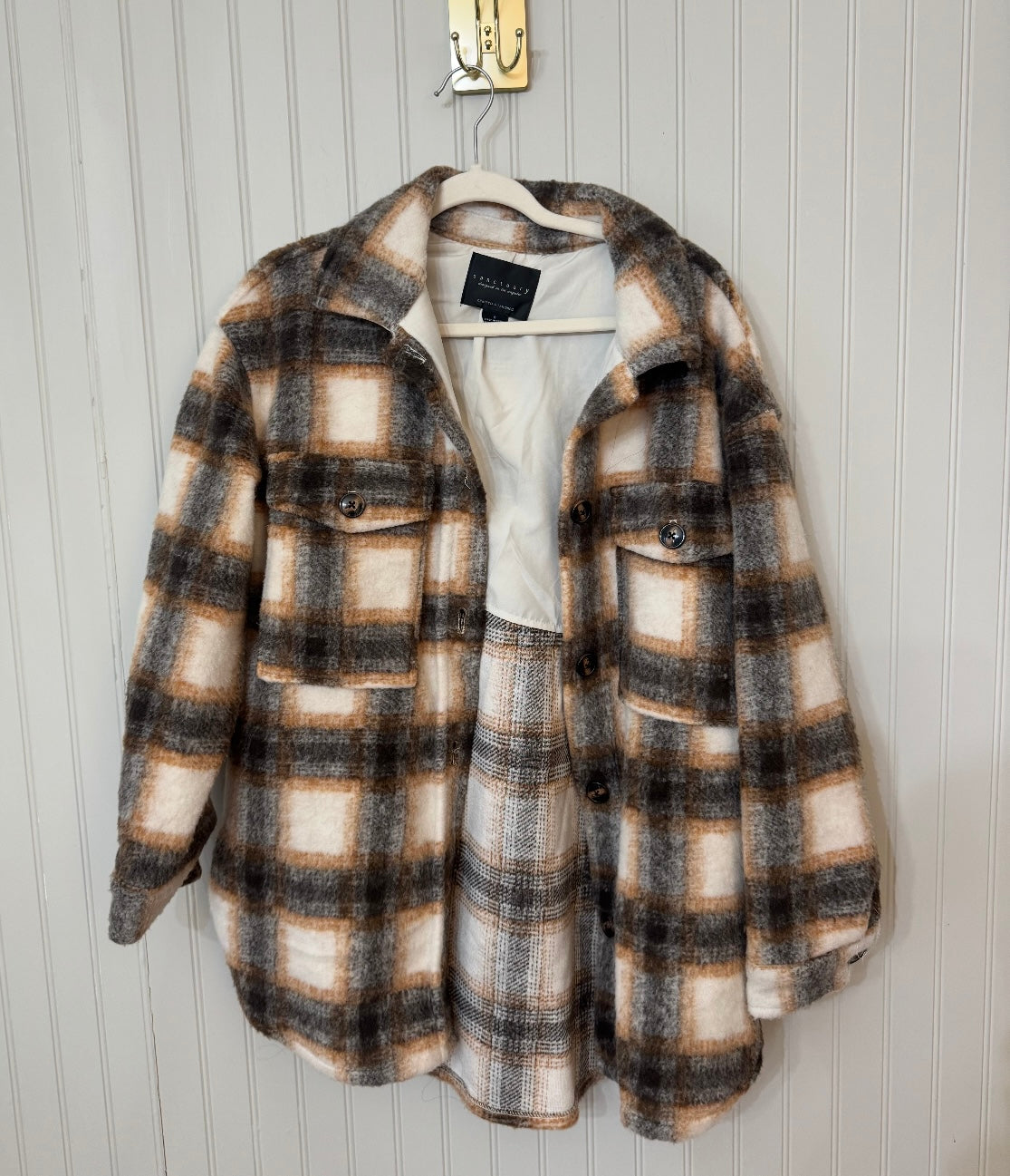 Sanctuary Plaid Flannel Shacket Women’s Small Brown