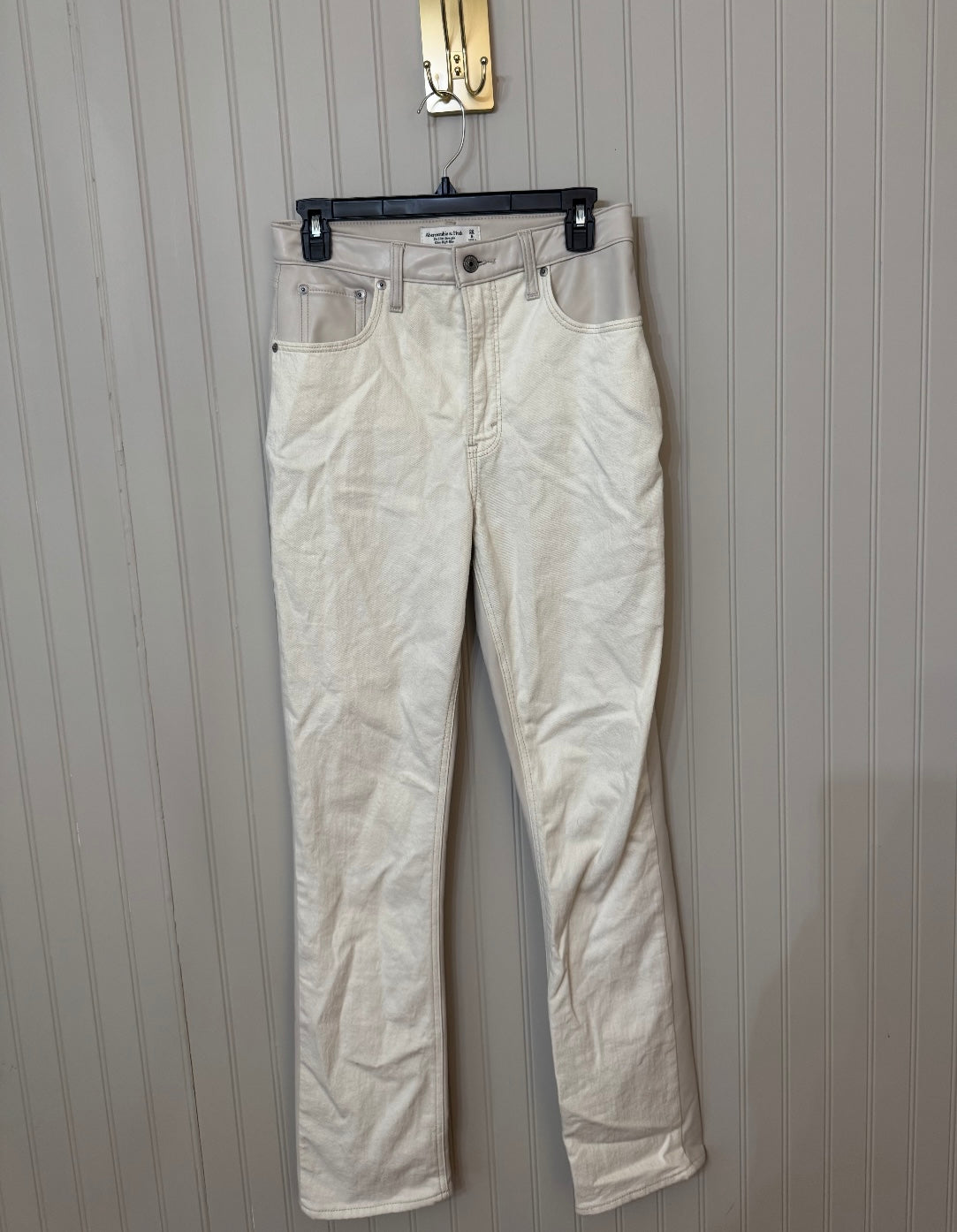 Abercrombie & Fitch Mixed Fabric 90 Slim Straight Ultra High Rise Women’s Size 28/6 L