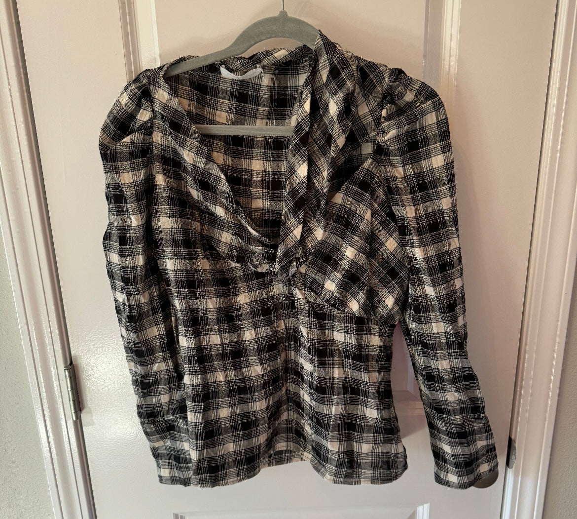 Jonathan Simkhai Rory Shirt Women’s Size Medium Black Plaid