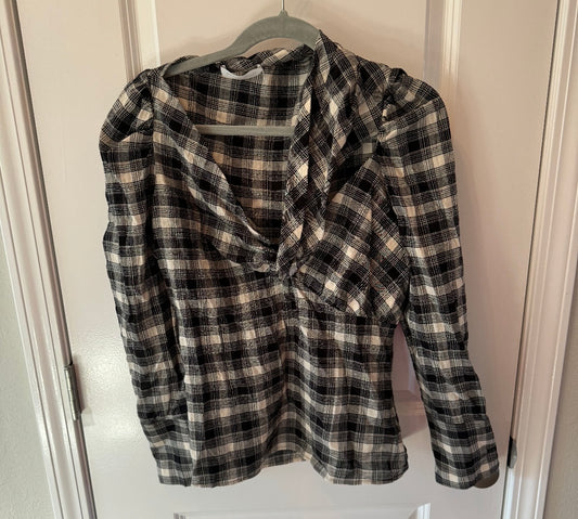 Jonathan Simkhai Rory Shirt Women’s Size Medium Black Plaid (originally $275)