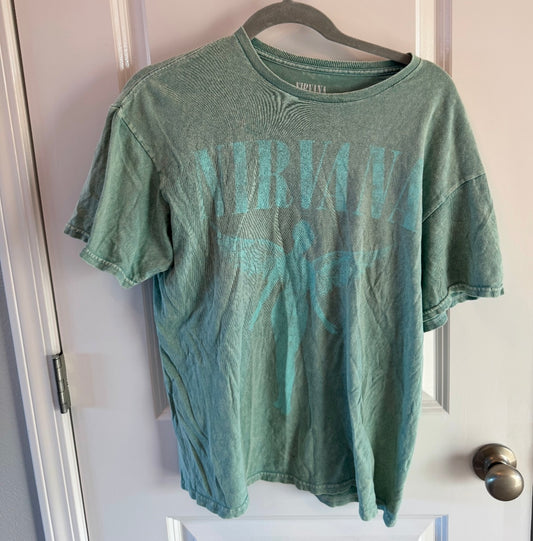 Nirvana Band Tee Women’s Size M/L Sage Green