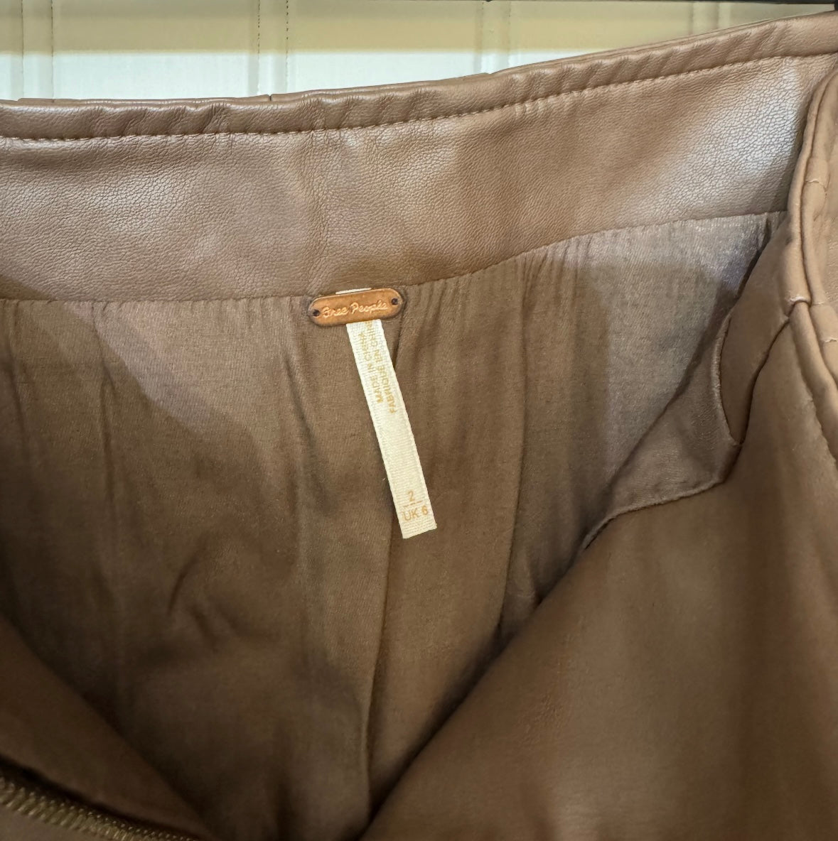 Free People Layla Faux Leather Skirt Women’s Size 2 Brown