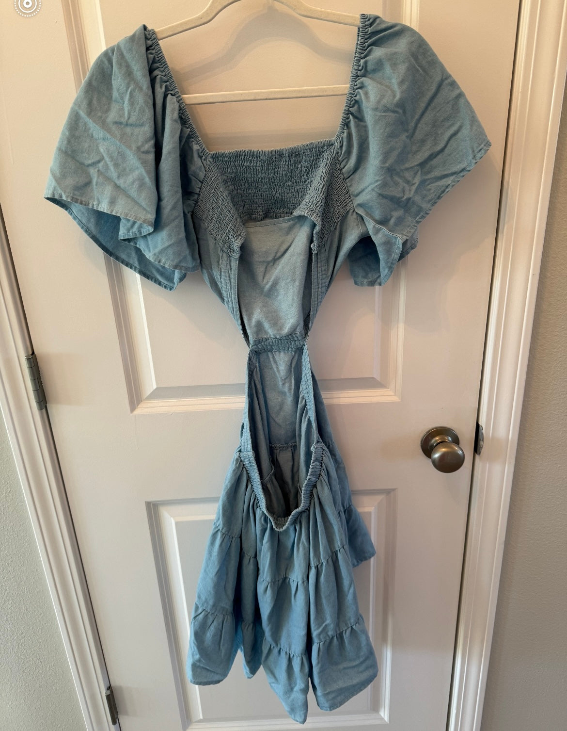 The Post Chambray Dress w Statement Sleeves Women’s Size Small