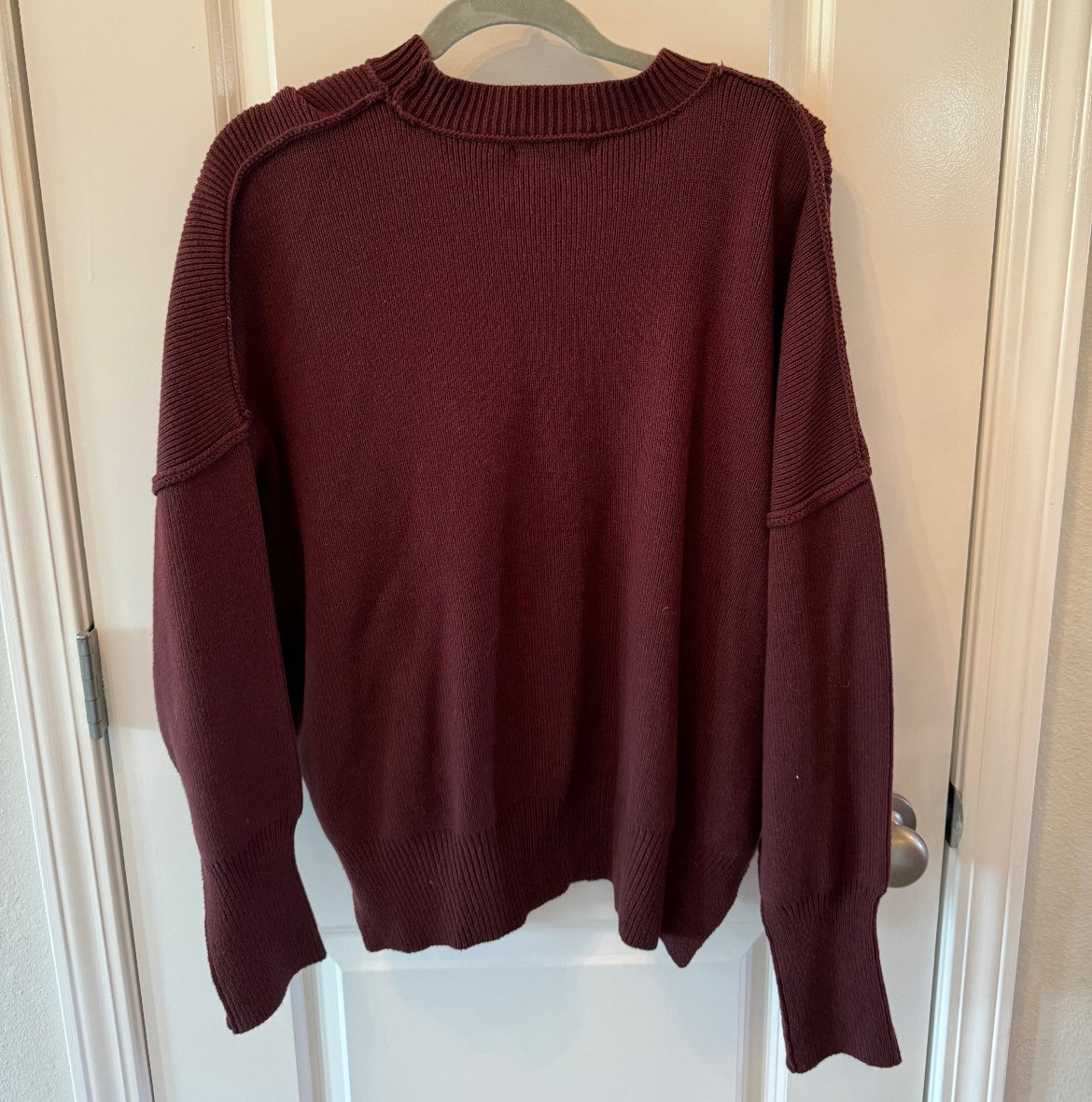 Mock Neck Sweater Women’s Size Medium Solid Dark Aubergine Red