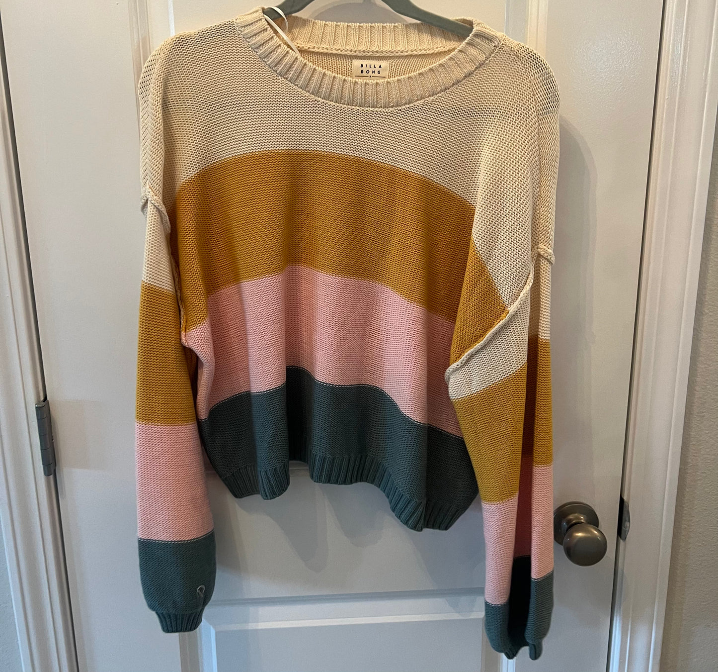 Billabong x The Salty Blonde Bold Stripe Sweater Women’s Size Medium Tan