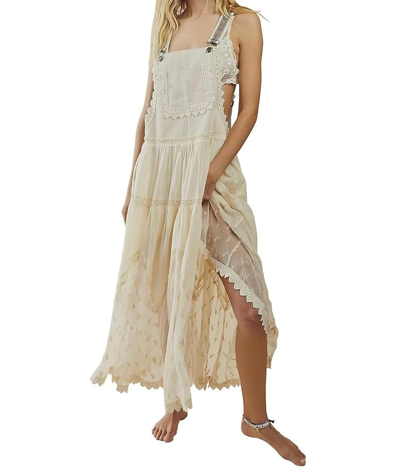 Ebossy Lace Tulle Bib Dress Women’s Small NWT