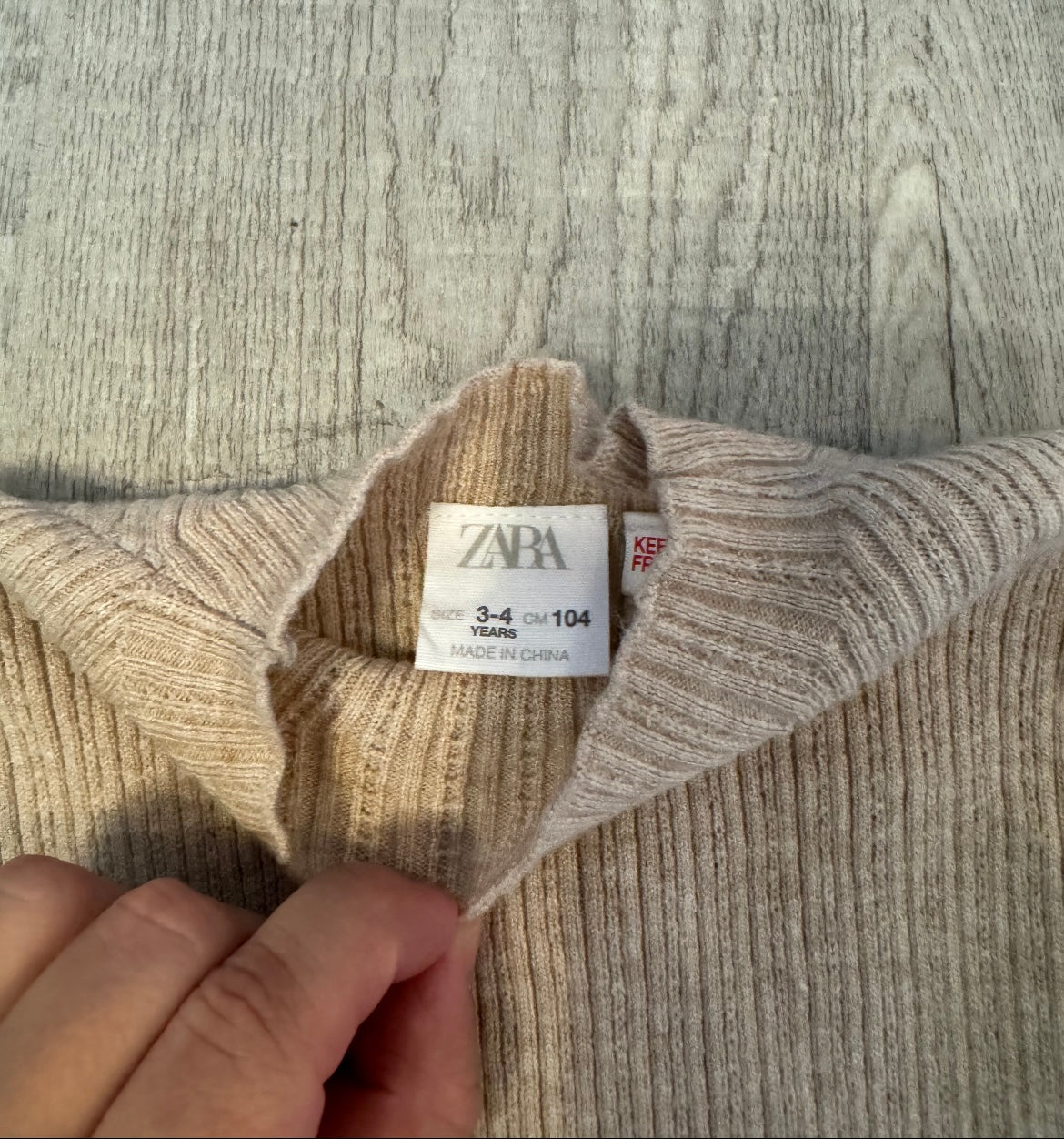 Zara Mock Neck Ribbed Knit Sweater Toddler Girl Size 3-4 Years Oatmeal