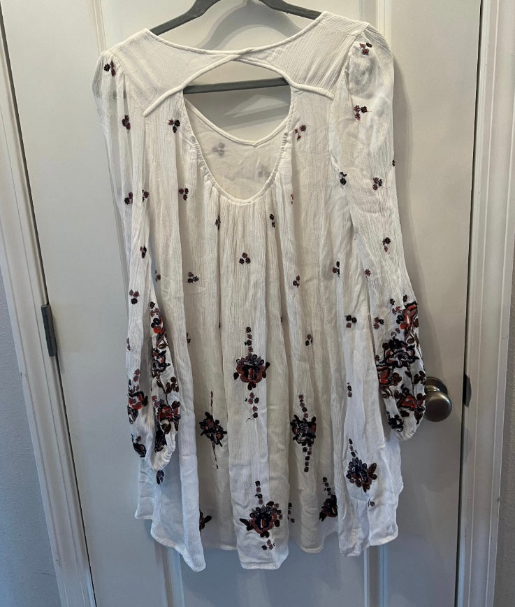 Free People Oxford Embroidered Mini Dress Women’s Size Small White