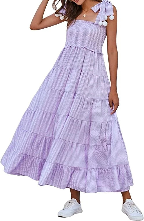 Checker Print Maxi Dress Women’s Size Small Lilac