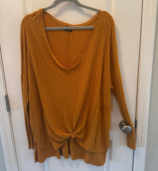 Knot Front Knit Top Women’s Large Orange