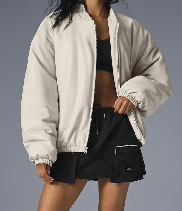 ALO Faux Leather Premier Bomber Women’s XS Bone