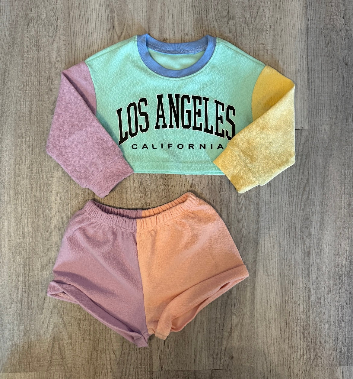 Los Angeles Color Block Matching Set Youth Girls Size 4 Years Pastel