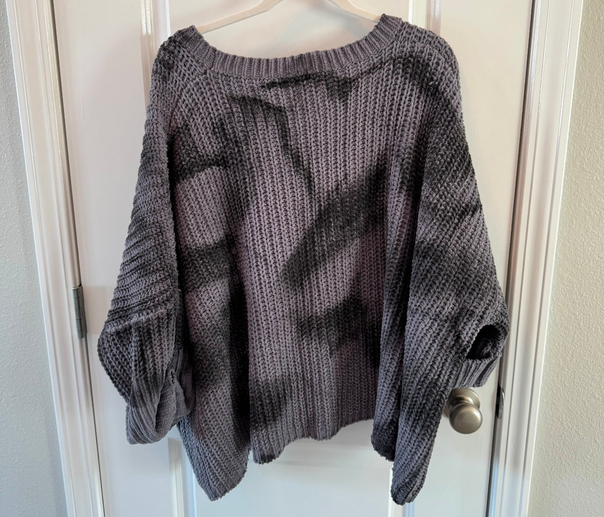 POL Tie Dye Oversized Knit Sweater Women’s Size Medium Charcoal Gray