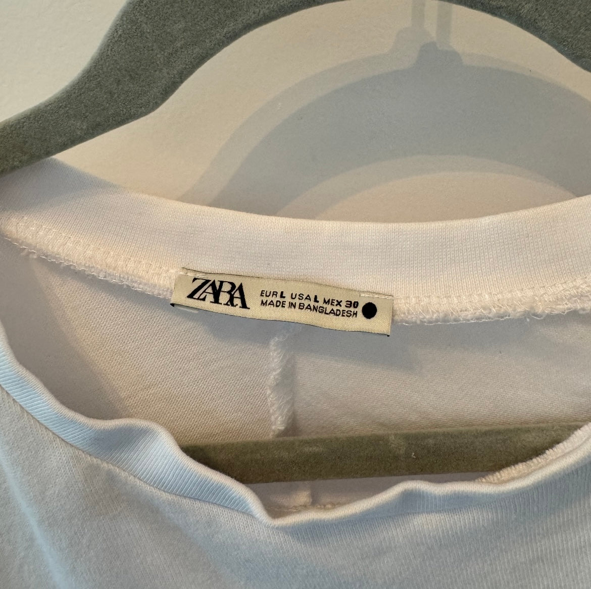 Zara Short Sleeve Boyfriend Fit Top Women’s Size Large Solid White
