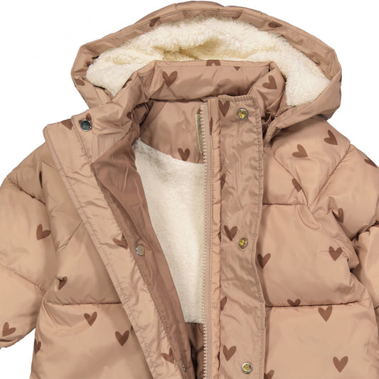 Rylee + Cru Puffer Jacket w Hood Hearts Youth Girl Size 10–2 Mauve