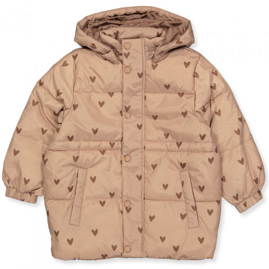 Rylee + Cru Puffer Jacket w Hood Hearts Youth Girl Size 10–2 Mauve