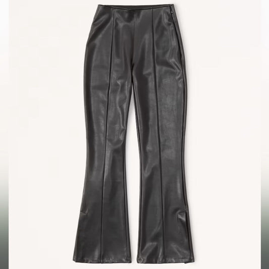 Abercrombie & Fitch Flare Vegan Leather Pants Women’s Small Black