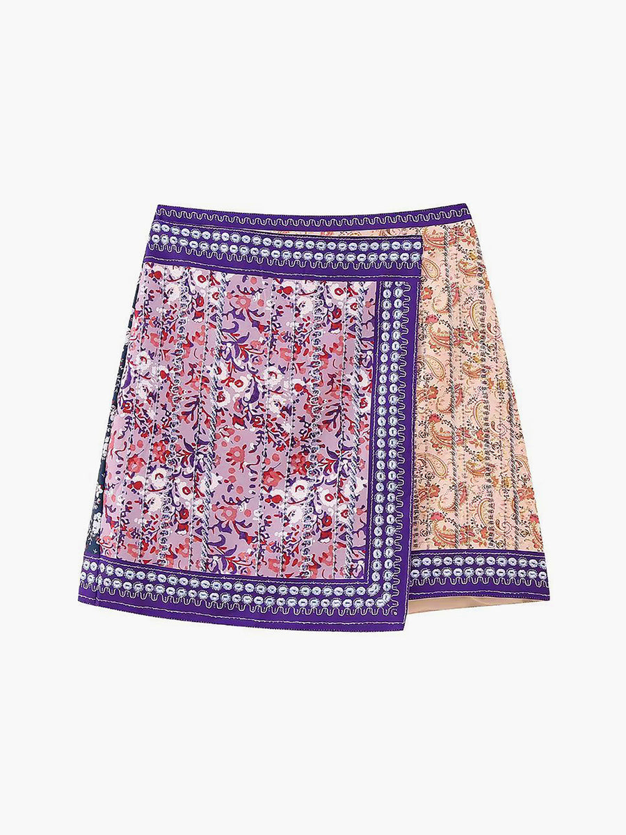 Commense Asymmetric Floral Printed Mini Skirt Women’s Medium NWT