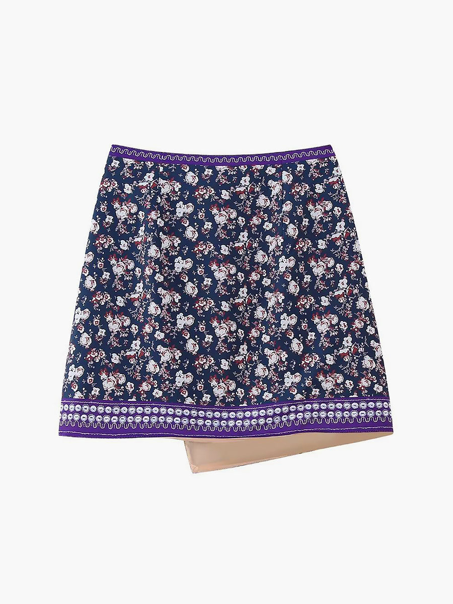 Commense Asymmetric Floral Printed Mini Skirt Women’s Medium NWT