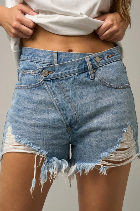 Insane Gene Crossover Denim Mom Shorts Women’s Size Small Distressed Mid-Wash