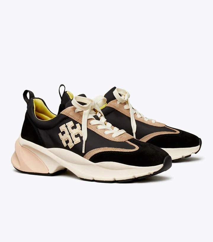Tory Burch Good Luck Trainer Sneakers Size 7.5 Black Cream