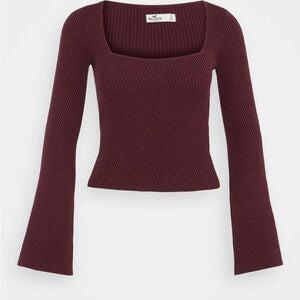 Hollister Square Neck Knit Top Women’s Large Burgundy